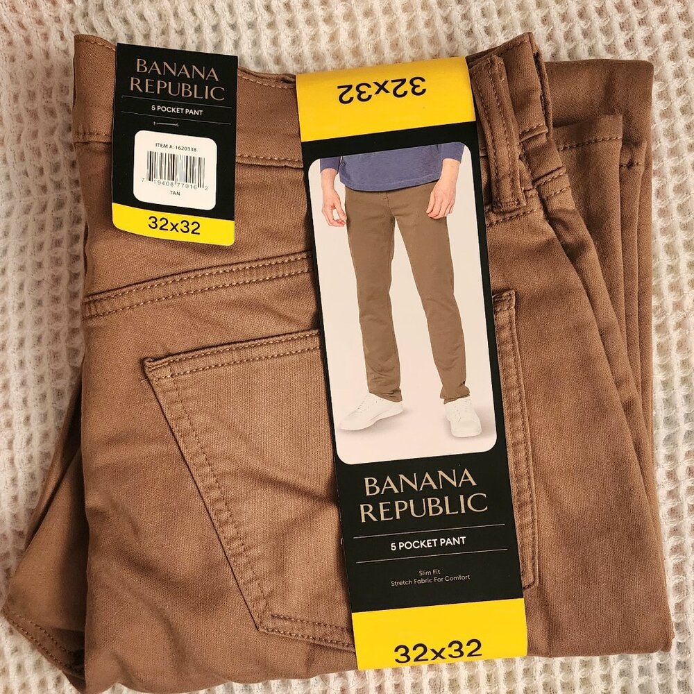 NWT Banana Republic Men’s 5 Pocket Pant Stretch Cotton Slim Straight Fit